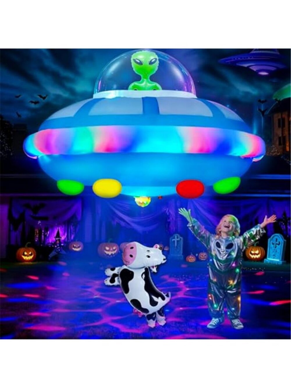 OurWarm 4FT Halloween Inflatables Outdoor, Alien Blow Up Yard Decorations
